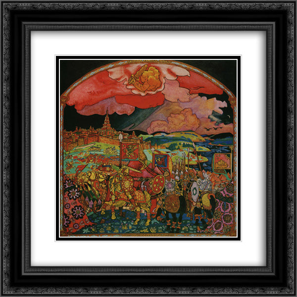 Conquest of Kazan 20x20 Black Ornate Wood Framed Art Print Poster with Double Matting by Roerich, Nicholas