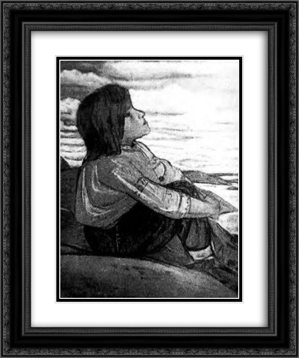 Conversation with God 20x24 Black Ornate Wood Framed Art Print Poster with Double Matting by Roerich, Nicholas