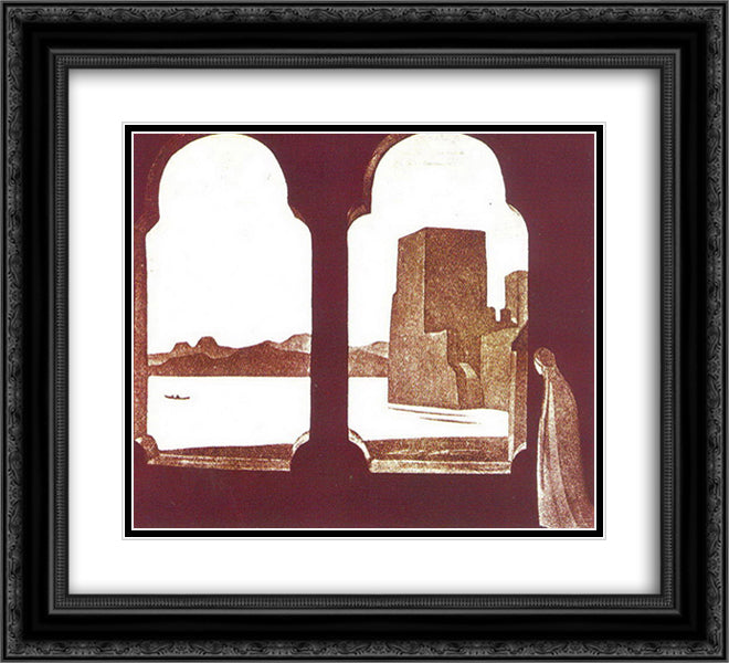 Cor Ardens 22x20 Black Ornate Wood Framed Art Print Poster with Double Matting by Roerich, Nicholas