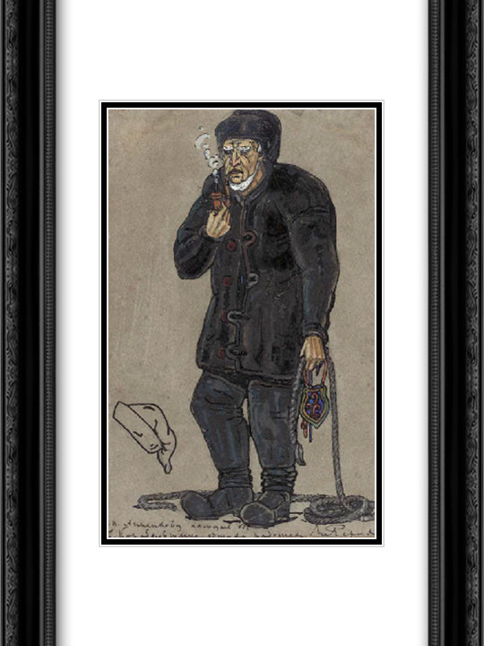 Costume design of a Shipbuilder for Peer Gynt 18x24 Black Ornate Wood Framed Art Print Poster with Double Matting by Roerich, Nicholas