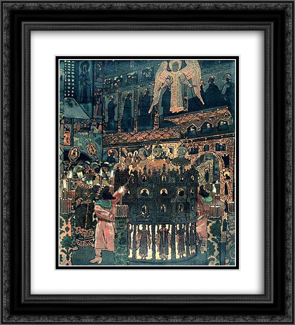 Costume devotion of Fiery Furnace before Christmas Liturgy in Russian Orthodox Church 20x22 Black Ornate Wood Framed Art Print Poster with Double Matting by Roerich, Nicholas