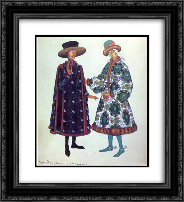 Courtiers 20x22 Black Ornate Wood Framed Art Print Poster with Double Matting by Roerich, Nicholas