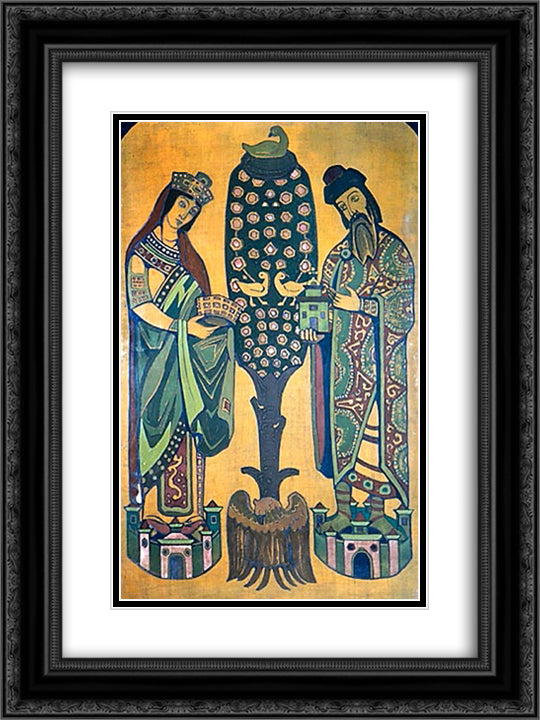Crown of the World 18x24 Black Ornate Wood Framed Art Print Poster with Double Matting by Roerich, Nicholas