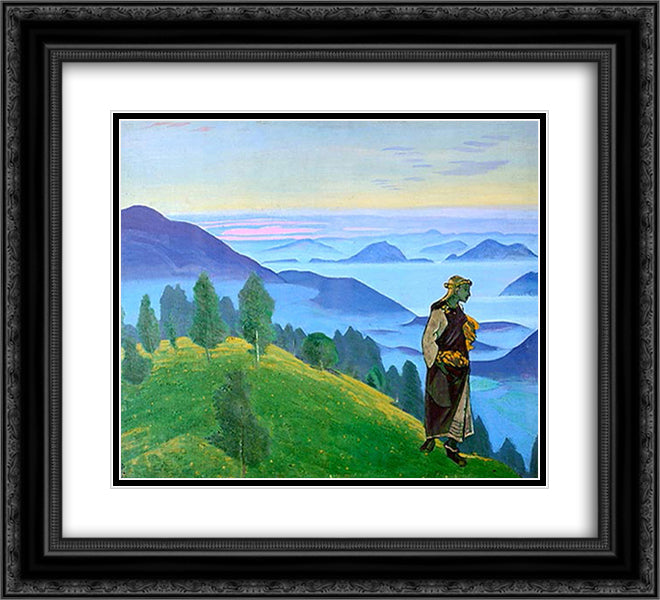 Daughter of viking 22x20 Black Ornate Wood Framed Art Print Poster with Double Matting by Roerich, Nicholas