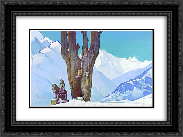 Devidar Narsinga 24x18 Black Ornate Wood Framed Art Print Poster with Double Matting by Roerich, Nicholas