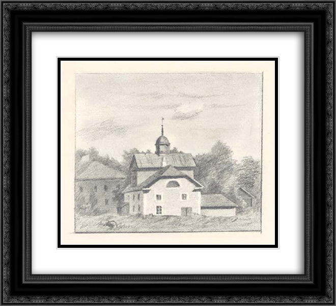 Distillery in Izvara 22x20 Black Ornate Wood Framed Art Print Poster with Double Matting by Roerich, Nicholas
