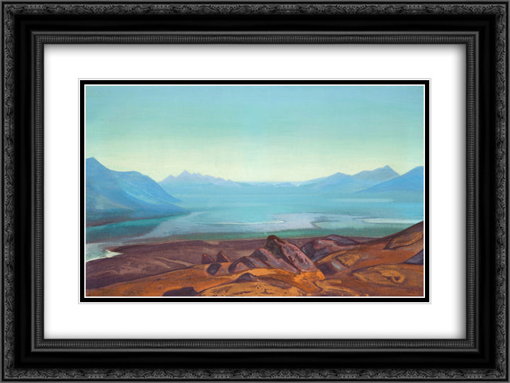 Dogra Yumtso 24x18 Black Ornate Wood Framed Art Print Poster with Double Matting by Roerich, Nicholas