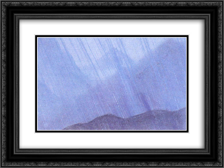Downpour 24x18 Black Ornate Wood Framed Art Print Poster with Double Matting by Roerich, Nicholas