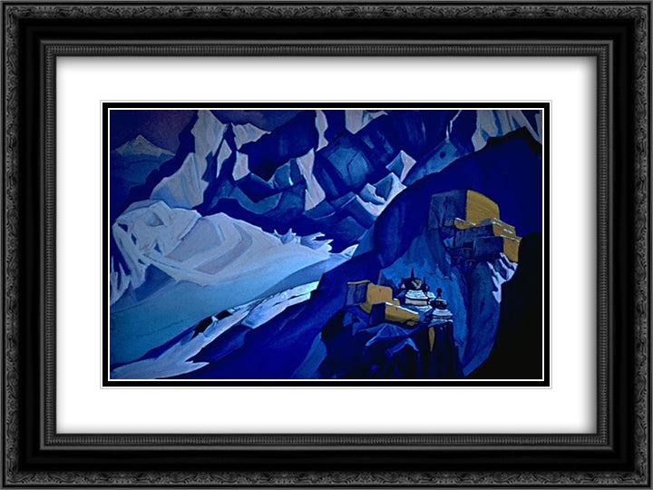 Eagle's nest 24x18 Black Ornate Wood Framed Art Print Poster with Double Matting by Roerich, Nicholas