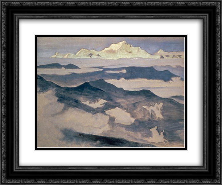 Evening 24x20 Black Ornate Wood Framed Art Print Poster with Double Matting by Roerich, Nicholas