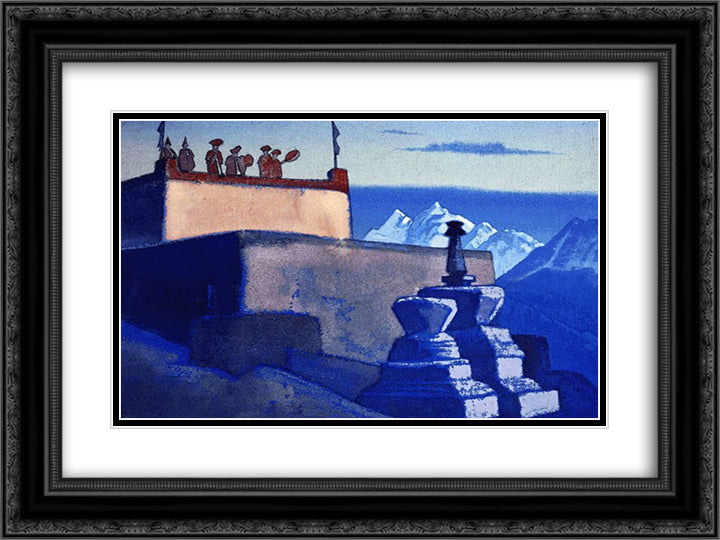 Evening Call 24x18 Black Ornate Wood Framed Art Print Poster with Double Matting by Roerich, Nicholas