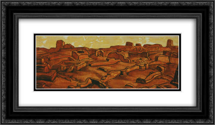 Famagusta 24x14 Black Ornate Wood Framed Art Print Poster with Double Matting by Roerich, Nicholas