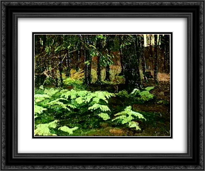 Ferns 24x20 Black Ornate Wood Framed Art Print Poster with Double Matting by Roerich, Nicholas