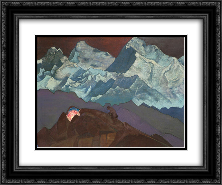 Fire Blossom 24x20 Black Ornate Wood Framed Art Print Poster with Double Matting by Roerich, Nicholas