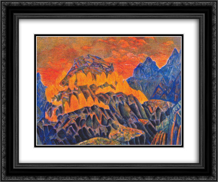 Fire paternoster 24x20 Black Ornate Wood Framed Art Print Poster with Double Matting by Roerich, Nicholas