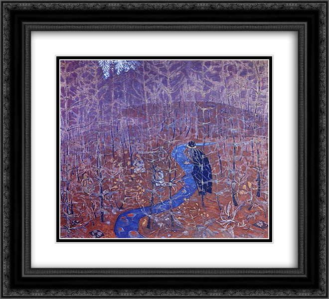 Forest people 22x20 Black Ornate Wood Framed Art Print Poster with Double Matting by Roerich, Nicholas