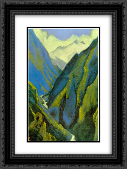 Ganges (Cold ravine) 18x24 Black Ornate Wood Framed Art Print Poster with Double Matting by Roerich, Nicholas