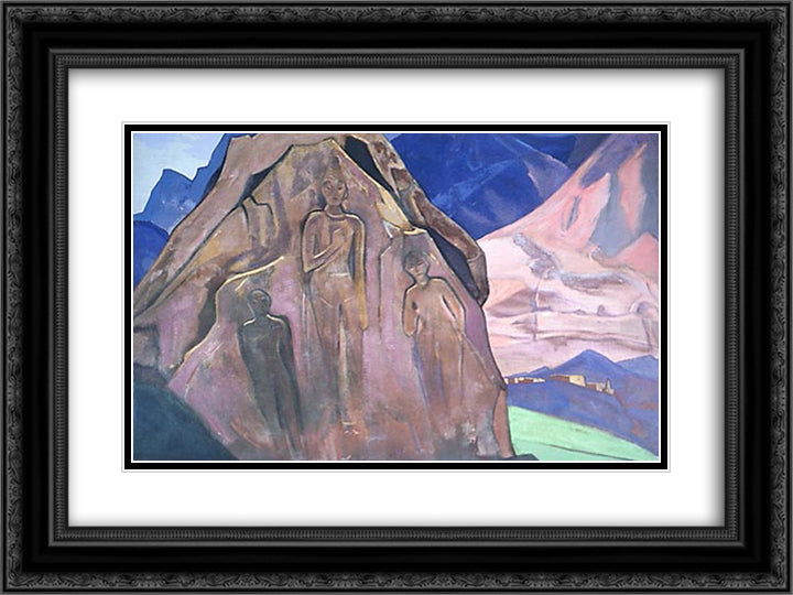 Giants of Lahaul 24x18 Black Ornate Wood Framed Art Print Poster with Double Matting by Roerich, Nicholas