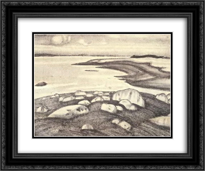 Giant's tomb 24x20 Black Ornate Wood Framed Art Print Poster with Double Matting by Roerich, Nicholas