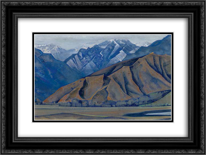 Gilgit Road 24x18 Black Ornate Wood Framed Art Print Poster with Double Matting by Roerich, Nicholas