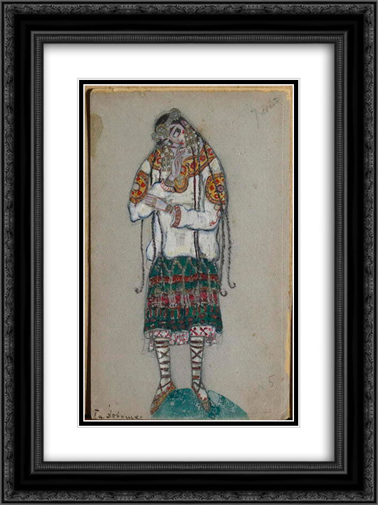 Girl 18x24 Black Ornate Wood Framed Art Print Poster with Double Matting by Roerich, Nicholas