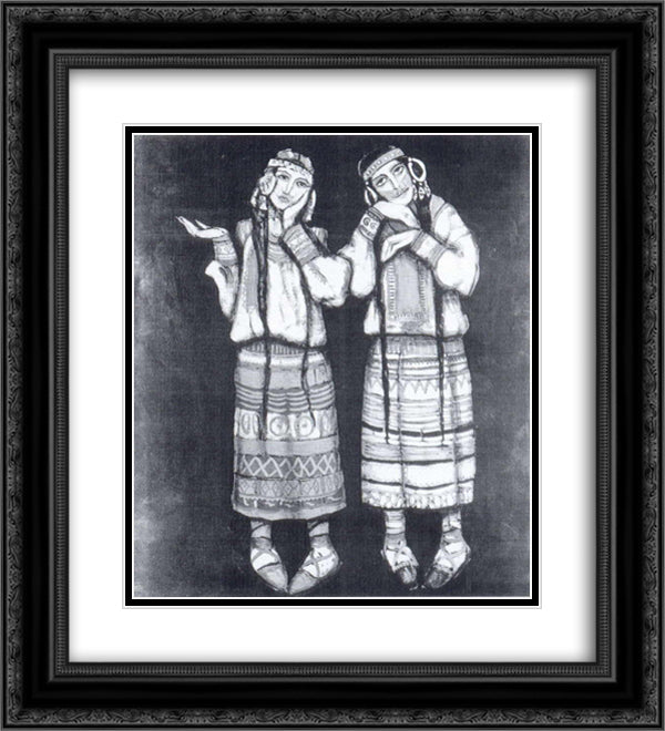 Girls 20x22 Black Ornate Wood Framed Art Print Poster with Double Matting by Roerich, Nicholas