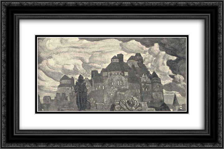 Glow 24x16 Black Ornate Wood Framed Art Print Poster with Double Matting by Roerich, Nicholas