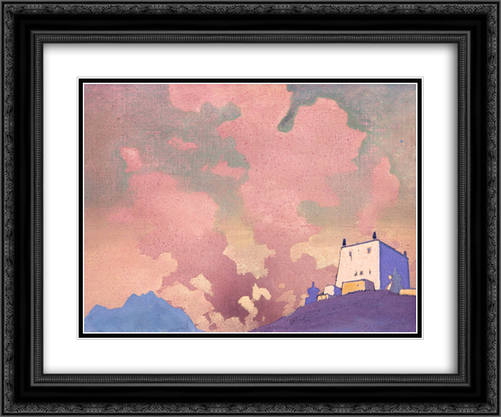 Gompa 24x20 Black Ornate Wood Framed Art Print Poster with Double Matting by Roerich, Nicholas