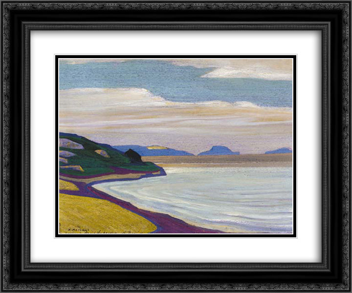 Grand vista over a coastal landscape 24x20 Black Ornate Wood Framed Art Print Poster with Double Matting by Roerich, Nicholas