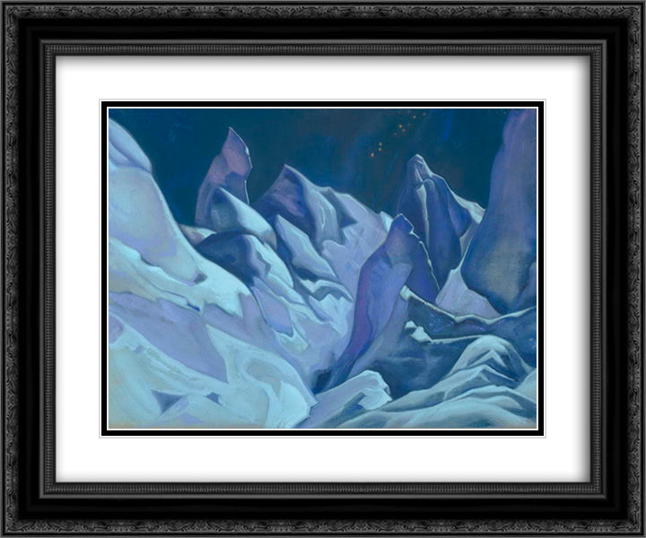 Guardians of the Night 24x20 Black Ornate Wood Framed Art Print Poster with Double Matting by Roerich, Nicholas