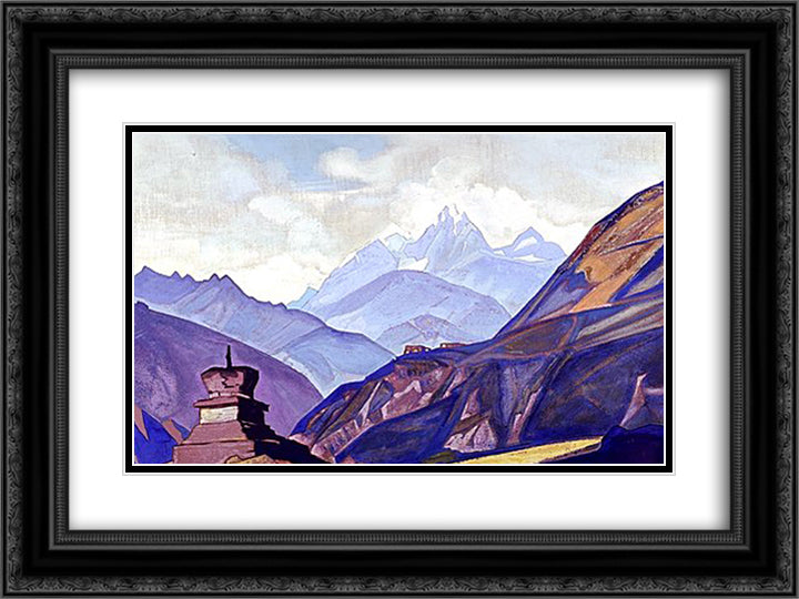 Gumran 24x18 Black Ornate Wood Framed Art Print Poster with Double Matting by Roerich, Nicholas