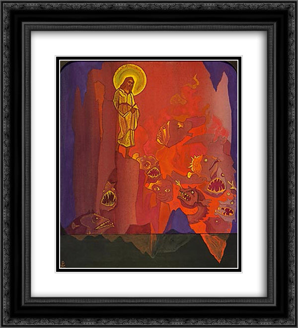 Harrowing of Hell 20x22 Black Ornate Wood Framed Art Print Poster with Double Matting by Roerich, Nicholas