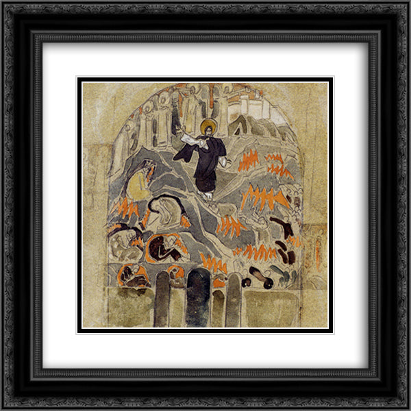 Harrowing of Hell 20x20 Black Ornate Wood Framed Art Print Poster with Double Matting by Roerich, Nicholas