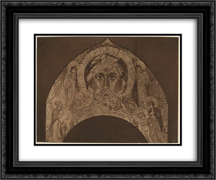 Head of Saviour 24x20 Black Ornate Wood Framed Art Print Poster with Double Matting by Roerich, Nicholas