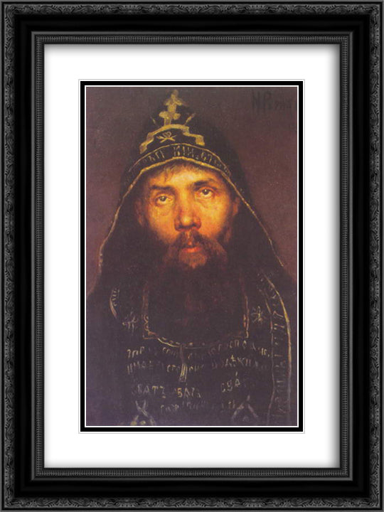 Hermit 18x24 Black Ornate Wood Framed Art Print Poster with Double Matting by Roerich, Nicholas