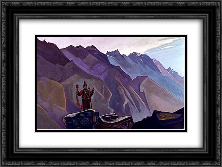Hill of Tara 24x18 Black Ornate Wood Framed Art Print Poster with Double Matting by Roerich, Nicholas