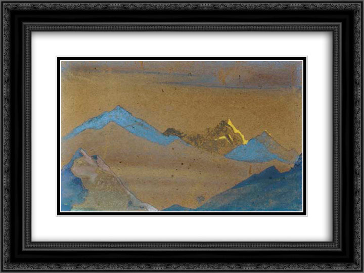 Himalayan Landscape 24x18 Black Ornate Wood Framed Art Print Poster with Double Matting by Roerich, Nicholas