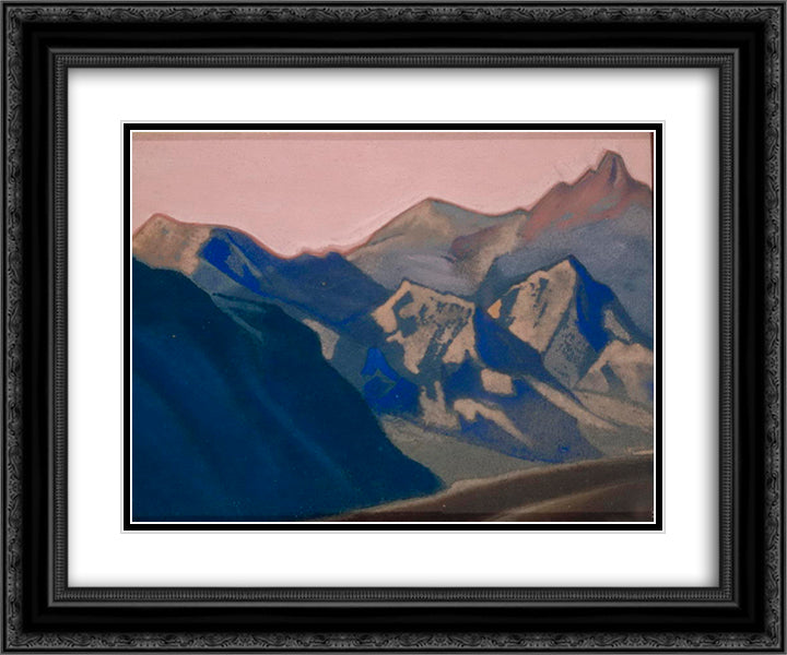 Himalayas. Chain of mountains. 24x20 Black Ornate Wood Framed Art Print Poster with Double Matting by Roerich, Nicholas