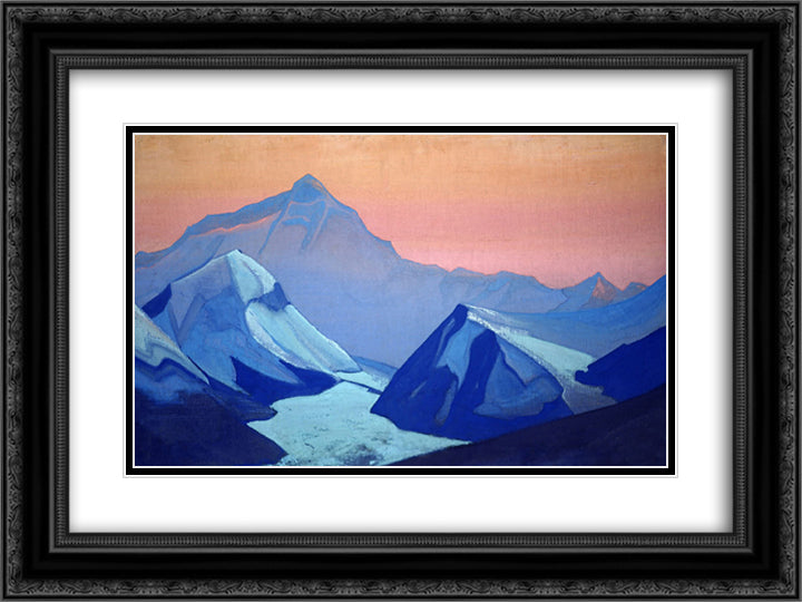 Himalayas. Everest. 24x18 Black Ornate Wood Framed Art Print Poster with Double Matting by Roerich, Nicholas
