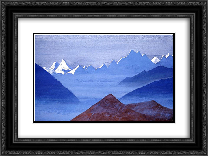 Himalayas. Guru Guri Dhar. 24x18 Black Ornate Wood Framed Art Print Poster with Double Matting by Roerich, Nicholas