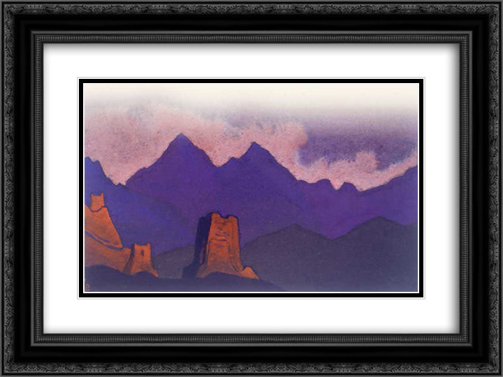 Himalayas. Monastery. 24x18 Black Ornate Wood Framed Art Print Poster with Double Matting by Roerich, Nicholas
