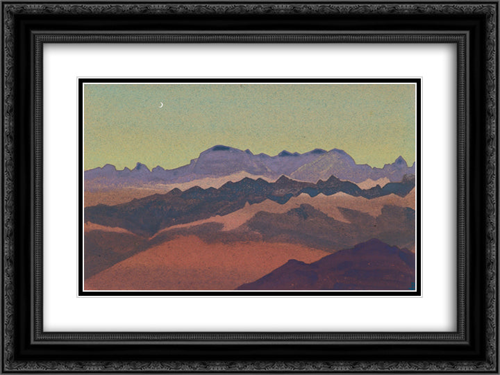 Himalayas. Nearly Sandahpu. 24x18 Black Ornate Wood Framed Art Print Poster with Double Matting by Roerich, Nicholas