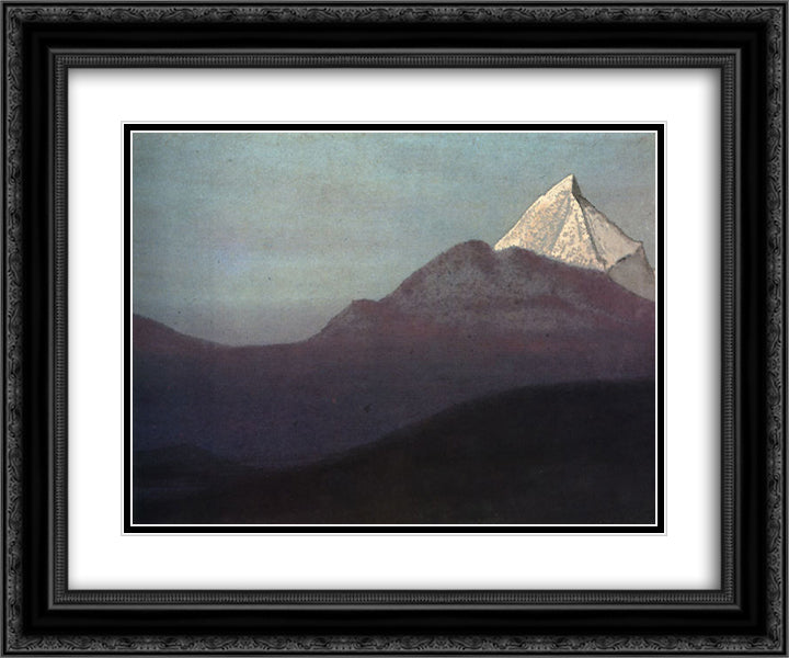 Himalayas. Pink peak. 24x20 Black Ornate Wood Framed Art Print Poster with Double Matting by Roerich, Nicholas