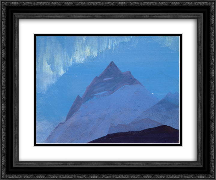 Himalayas. Rain. 24x20 Black Ornate Wood Framed Art Print Poster with Double Matting by Roerich, Nicholas