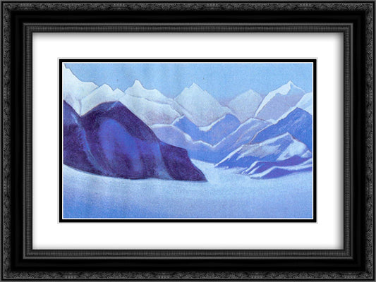 Himalayas. Snowy peaks. 24x18 Black Ornate Wood Framed Art Print Poster with Double Matting by Roerich, Nicholas
