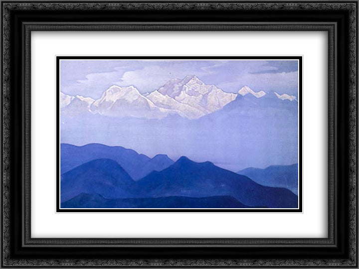 Himalayas 24x18 Black Ornate Wood Framed Art Print Poster with Double Matting by Roerich, Nicholas