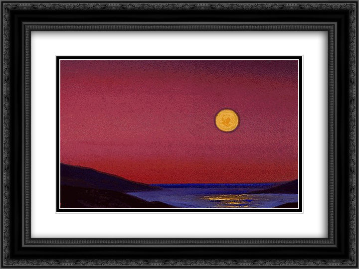 Himalayas with setting moon 24x18 Black Ornate Wood Framed Art Print Poster with Double Matting by Roerich, Nicholas