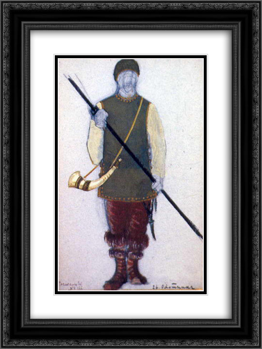 Hunter 18x24 Black Ornate Wood Framed Art Print Poster with Double Matting by Roerich, Nicholas