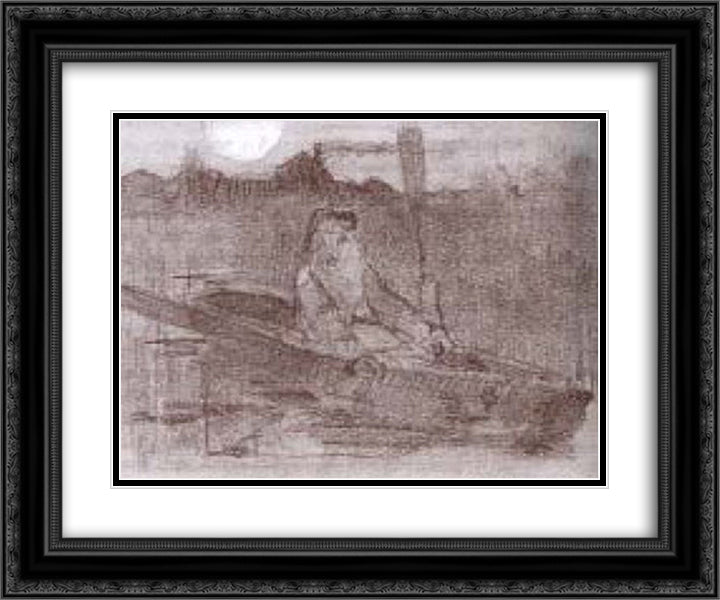 Hunter on the boat 24x20 Black Ornate Wood Framed Art Print Poster with Double Matting by Roerich, Nicholas