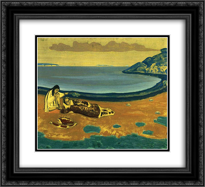 Hunter's dream 22x20 Black Ornate Wood Framed Art Print Poster with Double Matting by Roerich, Nicholas